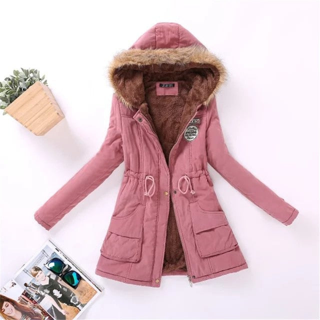 Womens Autumn Winter Military Hooded Coat