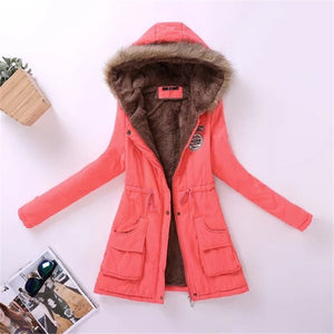 Womens Autumn Winter Military Hooded Coat