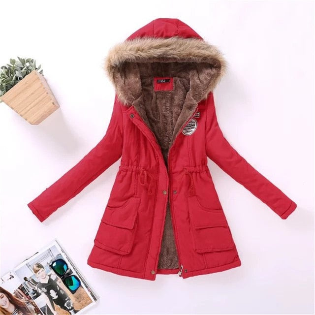 Womens Autumn Winter Military Hooded Coat