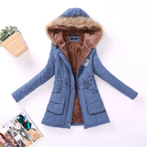 Womens Autumn Winter Military Hooded Coat