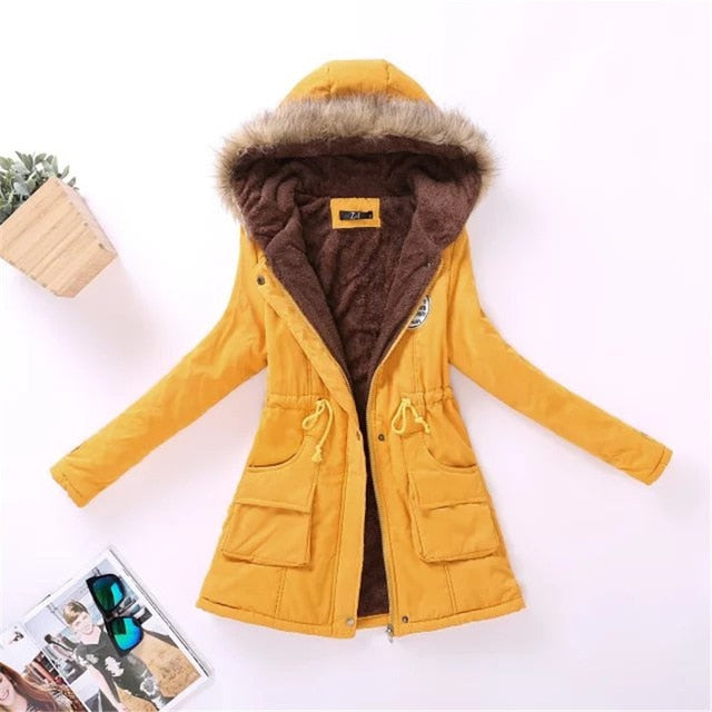 Womens Autumn Winter Military Hooded Coat