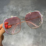 Women Luxury Rhinestone square Sun glasses