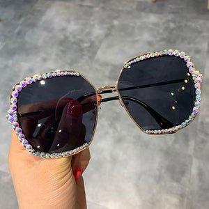 Women Luxury Rhinestone square Sun glasses