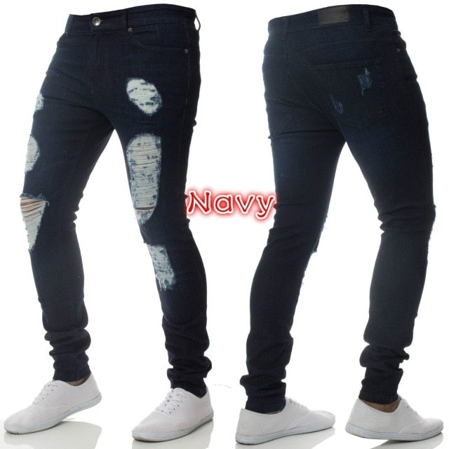 Men's Cotton Vintage Hole Cool Pants