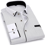 Men Fashion Casual Long Sleeved Printed shirt Slim Fit Male Social Business Dress