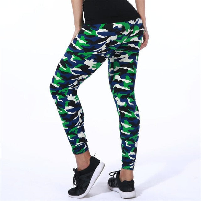 New Fashion Camouflage Printing Elasticity Leggings Fitness For Women Pant  Milk Legging