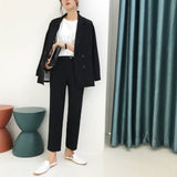 Vintage Double Breasted Women Pant Suit Light Green Notched Blazer Jacket & High Waist Pant Spring Office Wear Women Suits