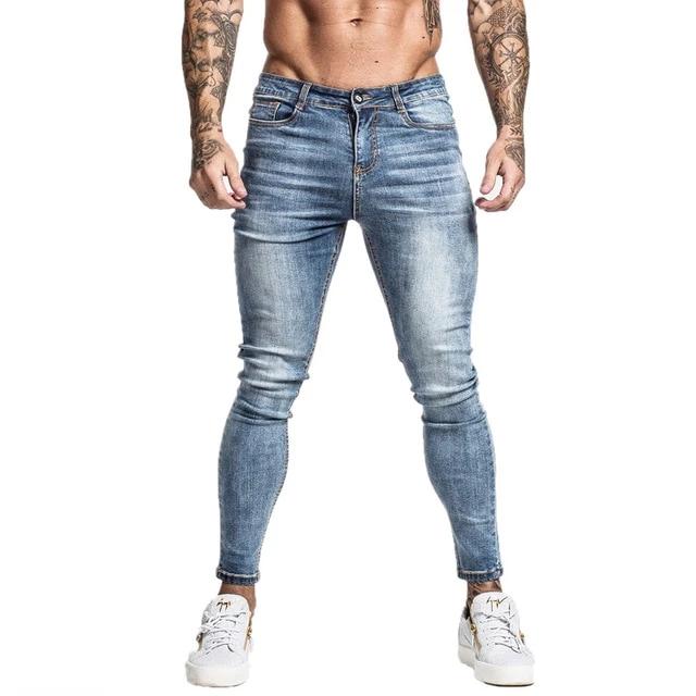 Mens Skinny Jeans Latest Model Super Non Ripped Stretch Denim Pants Elastic Waist Big Size