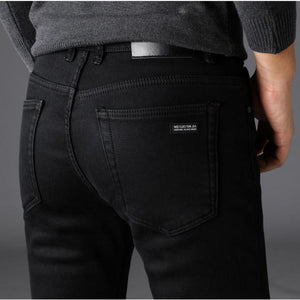 Men  Soft Black Biker Masculino Denim Pants