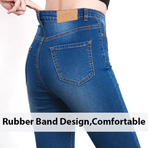 High Waist Jeans for Woman withElastic plus size Stretch washed denim skinny pencil pants