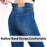 High Waist Jeans for Woman withElastic plus size Stretch washed denim skinny pencil pants