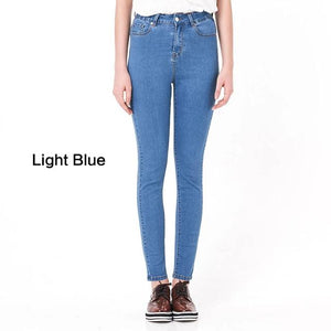 High Waist Jeans for Woman withElastic plus size Stretch washed denim skinny pencil pants