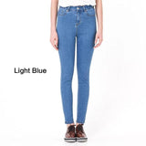 High Waist Jeans for Woman withElastic plus size Stretch washed denim skinny pencil pants