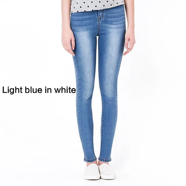 High Waist Jeans for Woman withElastic plus size Stretch washed denim skinny pencil pants