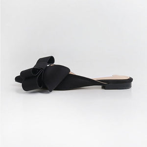 Korean silk satin Pointed bow tie slippers