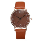 Women's Luxury Leather Band Analog Quartz WristWatch Golden