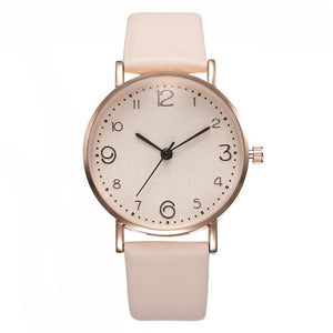 Women's Luxury Leather Band Analog Quartz WristWatch Golden