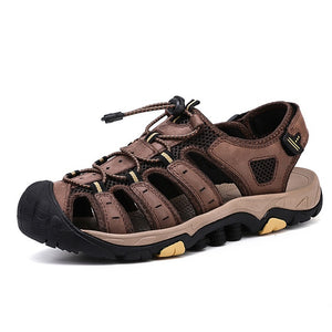 Summer Shoes Men Sandals Genuine Leather Business Casual Shoes Man Quality Roman Water Sneakers