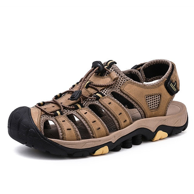 Summer Shoes Men Sandals Genuine Leather Business Casual Shoes Man Quality Roman Water Sneakers