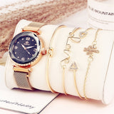 5pc set Luxury Women Watches Starry Sky Magnet Buckle Fashion Casual