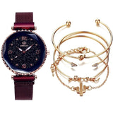 5pc set Luxury Women Watches Starry Sky Magnet Buckle Fashion Casual