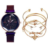 5pc set Luxury Women Watches Starry Sky Magnet Buckle Fashion Casual