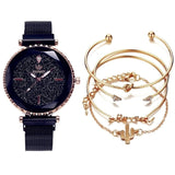 5pc set Luxury Women Watches Starry Sky Magnet Buckle Fashion Casual