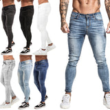 Mens Skinny Jeans Latest Model Super Non Ripped Stretch Denim Pants Elastic Waist Big Size