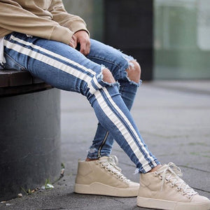 Fashion Men Casual Skinny Denim Pencil Pants Ripped