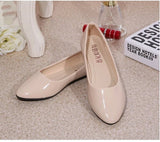 Women Casual Solid Shoes Comfort Slip On Round Toe PU Leather Flat