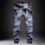 Men'S Classic Fashions Pants Denim Biker  Slim Fit Baggy Straight Trousers Designer Ripped