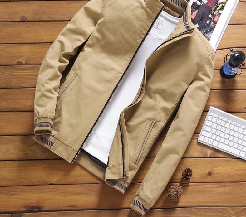 Spring Autumn Men's Bomber Casual Jackets Outwear Windbreaker with Stand Collar Baseball Slim Coats for men