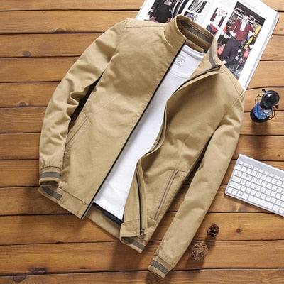 Spring Autumn Men's Bomber Casual Jackets Outwear Windbreaker with Stand Collar Baseball Slim Coats for men