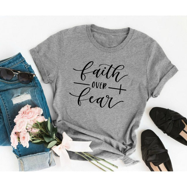 Faith Over Fear Christian T-Shirt Religion Clothing For Women