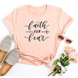 Faith Over Fear Christian T-Shirt Religion Clothing For Women