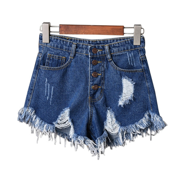 Womens Sexy High Waist Tassel Ripped Jeans Summer Large Size Denim Shorts