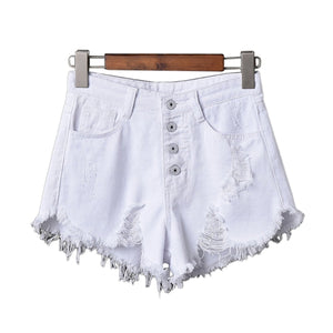 Womens Sexy High Waist Tassel Ripped Jeans Summer Large Size Denim Shorts