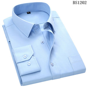 Mens Business Casual Long Sleeved Shirt Classic Striped Male Social Dress Purple Blue