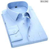 Mens Business Casual Long Sleeved Shirt Classic Striped Male Social Dress Purple Blue