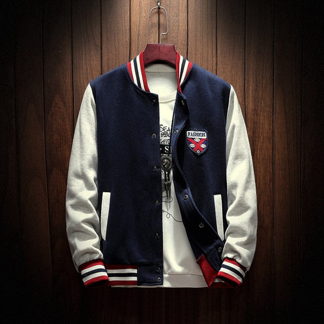 Patchwork Appliques Casual Baseball Uniform Coat Male Jaqueta Masculino Bomber Jacket