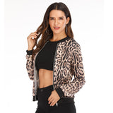 Rose Leopard Spring Women's Jackets Female Coat Zipper with Long Sleeve