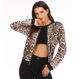 Rose Leopard Spring Women's Jackets Female Coat Zipper with Long Sleeve