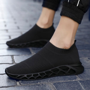 Men Socks Sneakers Black White Fashion Casual Shoes Breathable Mesh Comfortable Light Slip-on Flat Shoes Loafers