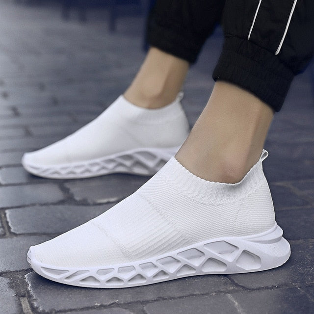 Men Socks Sneakers Black White Fashion Casual Shoes Breathable Mesh Comfortable Light Slip-on Flat Shoes Loafers