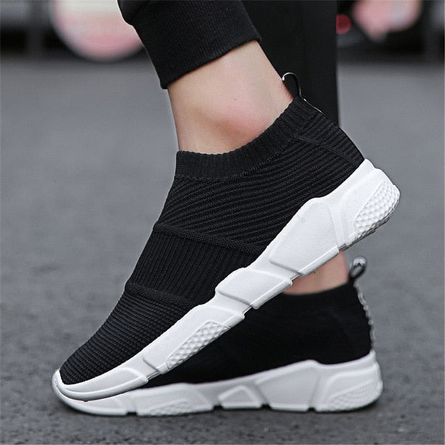 Men Socks Sneakers Black White Fashion Casual Shoes Breathable Mesh Comfortable Light Slip-on Flat Shoes Loafers