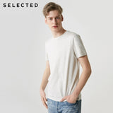 SELECTED Men's Summer 100% Cotton Pure Color Round Neckline Short-sleeved T-shirt S|419201508