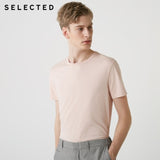 SELECTED Men's Summer 100% Cotton Pure Color Round Neckline Short-sleeved T-shirt S|419201508