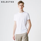 SELECTED Men's Summer 100% Cotton Pure Color Round Neckline Short-sleeved T-shirt S|419201508