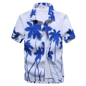 Men Hawaiian Shirt Male Casual Printed Beach Shirts Short Sleeve