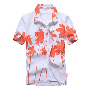 Men Hawaiian Shirt Male Casual Printed Beach Shirts Short Sleeve